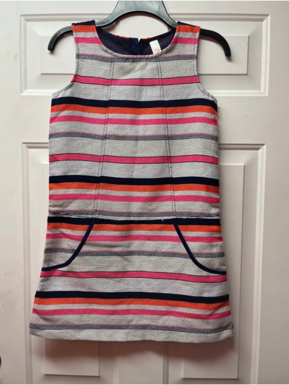 Cat & Jack Sleeveless Stripe Shift Dress in Pink, Orange & Navy